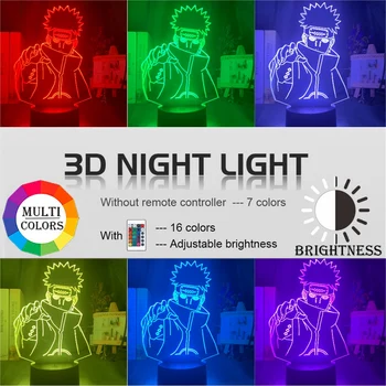 3D lempos Naruto Nagato Pav Vaikai Naktį Šviesos diodų (Led Spalva Keičiasi Vaiko Miegamasis naktinė lempa Gimtadienio Dovana, Stalo Lempa