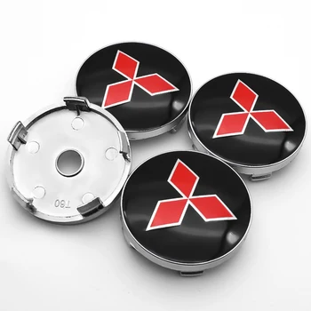4pcs 60mm emblema Varantys Centras Hub Kepurės Ženklelis apima Automobilių Reikmenys Mitsubishi - Pajero SAX Outlander ECLIPSE ULONAS
