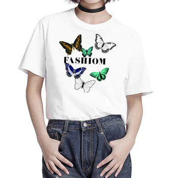 6 Stilių Butterfly Marškinėliai Super Cool Vasaros T-shirt Moterims Drabužius Gražus Drugelis Viršūnes Tees