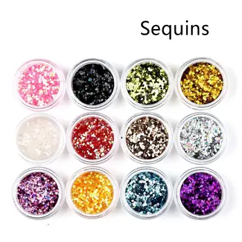 60Pcs Dervos Perlų Pigmentų Žėručio Milteliai Glitters Sequains Nail Art Jewelry Making H37C
