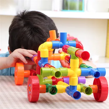 72pcs Kūrybiškumą Vamzdis Statybinių Blokų Montavimas Žaislas Vaikams Vamzdžių montavimas statyba blokai, Statybos, Švietimo Žaislas