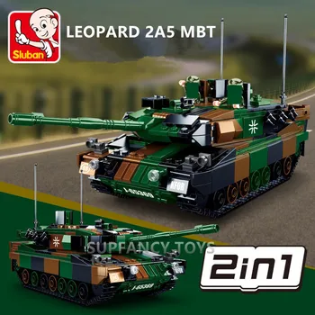 766pcs Karinės Leopard 2A5 Pagrindinis Tankas Modelio Ginklas WW2 Armijos MBT Kūrėjas Blokai Nustatyti Švietimo Žaislai Vaikams
