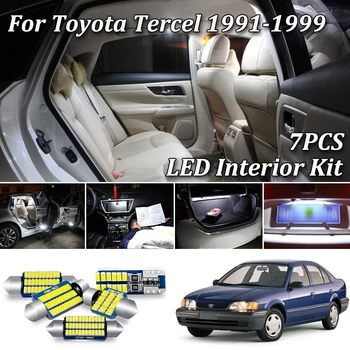 7Pcs Ne Klaida Balta Canbus Toyota Tercel Automobilio LED Interjero Dome Žemėlapis Šviesos + Licenciją Plokštelės Lempa Rinkinį (1991-1999)