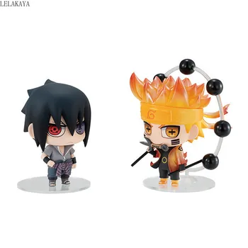 9cm 2vnt/komplektas Japonų Anime Naruto Shippuden Uzumaki Uchiha Sasuke Q Versija PVC Veiksmų Skaičius, Mielas Modelis Kolekcionuojamos Lėlės, Žaislai