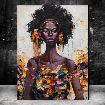 Afrikos Moterys Naftos Paveikslų Spausdinimas Ant Drobės Meno Spaudinius Juoda Mergina Pop Art Drobės, Paveikslai, Menas Menas Drobė Nuotraukas, Namų Dekoro