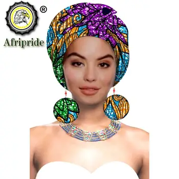 Afrikos Rait Afrikos Headwraps Moteris Afrikos Skarelė Nigerijos Headtie su Atitikimo Auskarai Dashiki Ankara Vaškas S20H004