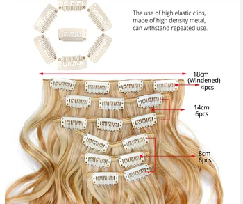 Alileader populiariausi 16Clips Plaukų Pratęsimo Sintetinių Įrašą Plaukų Pratęsimo Aukštos Temperatūros Pluošto 16Clips Hairpiece Ombre