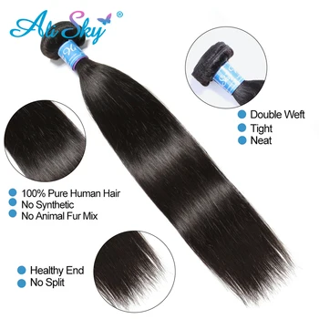 AliSky Brazilijos Plaukų Pynimas Ryšulius su Priekinės 13x4 Nėrinių Priekinės Tiesūs Plaukai Ryšulius su Uždarymo Priekinės Remy Human Hair