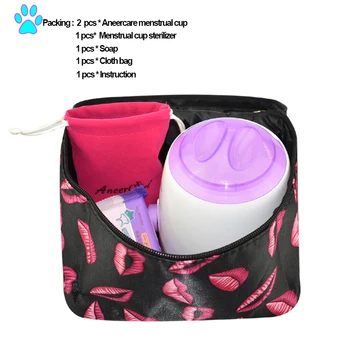Aneercare copa menstruacijų sterilizer Menstruacinis puodelis medicininio silikono moterų coppetta mestruale coletor menstruacijų kolektorius