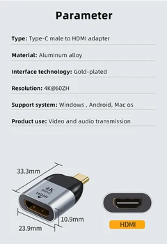 ANMONE USB Tipas-C-HDMI-compatib/VGA/DP HD Video Converter 4K 60Hz Už 