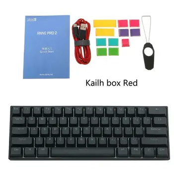 ANNE Pro2 Mini Nešiojamą Bevielį bluetooth 60 proc., Mechaninė Klaviatūra Raudona Mėlyna Ruda Jungiklis Žaidimų Klaviatūra Nuimamas Kabelis Kailh