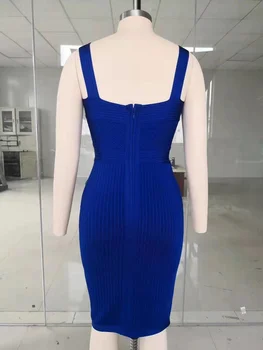 Aukštos Kokybės Mėlynos Slydimo Įžymybė Mielas Viskozė Tvarstis Suknelė Vakare Šalies Bodycon Suknelė