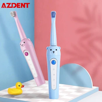 AZDENT Vaikai Sonic Elektros dantų šepetėlį USB Įkrovimo ant Berniukas Mergaitė Elektros dantų šepetėlį 4 Teptuku Vadovai IPX7 atsparus Vandeniui Mėlyna Rožinė