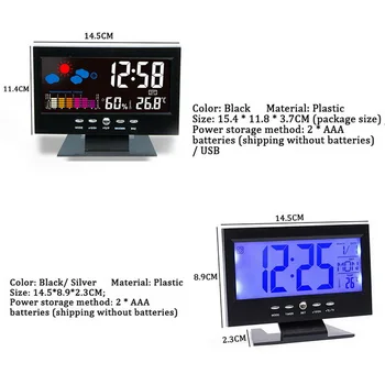 Balso Kontrolė LCD Ekranas Termometras Laikrodžiai patalpų Drėgmės Stebėti, Elektroninis Skaitmeninis Displėjus, Temperatūros Žadintuvas Kalendorius