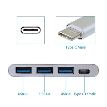 Basix C Tipo 3 USB 3.0 Konverteris Hub 5Gbps Greitį USBC PD Įkrovimo 4 1 Alumunium Doko Adapteris, skirtas Macbook USB Tipo C Hub
