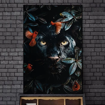 Black Panther Laukinių Gyvūnų Tapybos Drobės Plakatai ir Spausdinimo Cuadro Sienos Meno Kambarį Namų Dekoro (be Rėmelio)