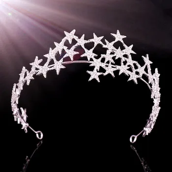 Bridal Crown Lankelis Moterų Rožančiai ir Karūnos Žvaigždžių Hairband, Vestuvių Plaukų Papuošalai Princesė Galvos Gabalas Plaukų aksesuaras