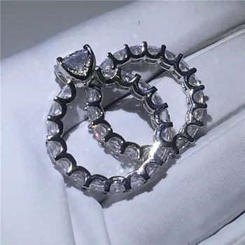 Choucong Princesė Vestuvių žiedai moterims AAAAA Cirkonis Cz 925 Sterlingas sidabro Dalyvavimas Juostos Žiedas Nuotakos rinkiniai Vintage Papuošalai