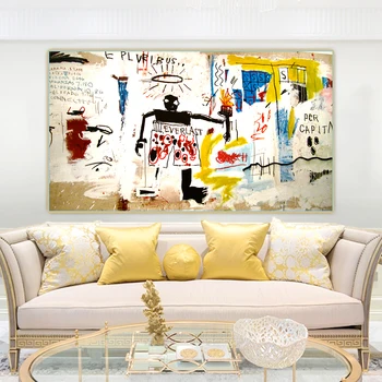 Citon Jean Michel Basquiat《Už Gyventojui》Grafiti Meno Drobė, Aliejus, Tapyba Meno Plakatas Dekoratyvinis Nuotrauką Sienų Dekoras Namų Puošybai