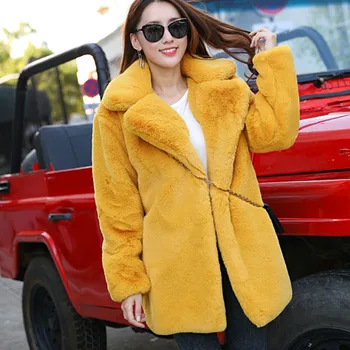 Cotday Storas Šiltas Mink Prarasti Geltona Aukštos Kokybės Dirbtiniais Korėja Stiliaus 2020 M. Pardavimo Atvartas, Žiemą Šilta, Plius Dydis Moterų Pur Paltas
