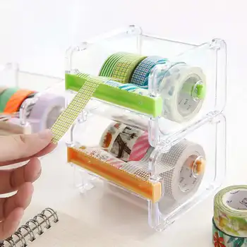 Darbalaukio Roll Adhesive Tape Dispenser Cutter Stalčiuko Skaidrus Turėtojas Stalas Stalas Organizatorius Namų Biuro Aksesuaras HFing
