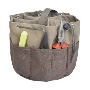 Drobė sodo įrankių organizatorius maišelį su 10 kišenės mažų dalių, maišas patvarus nešti maišą sunkiųjų darbo įrankis krepšiai
