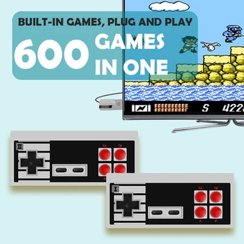 Duomenų Varlė Retro 8 Bitų Vaizdo Žaidimų Konsolės Build-in 600 Žaidimai Mini Retro Belaidžio ryšio Valdiklis, Skirtas Priešdėlis Dandy