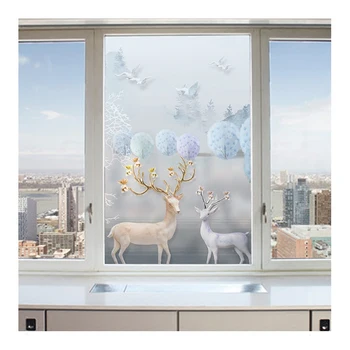 Europos stiliaus 3D elektrostatinės langų plėvelė matinio stiklo lipdukai Vonios kambarys Stumdomosios Durys pasta saulės celofano namų dekoro