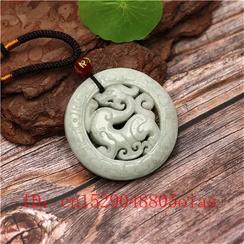 Gamtos Balta Žalia Kinijos Jade Dragon Pakabukas Karoliai Mados Žavesio Papuošalai dvipusis Tuščiaviduriai Raižyti Amuletas Dovanos Jai
