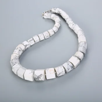 Gamtos Magnezitas Vyrų Karoliai Baltas Turkis Akmuo Kristalas Dideli Karoliai Bohemijos Pareiškimą Moterų Fine Jewelry Choker Reiki