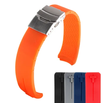 Gumos Watchband už Tissot Laikrodžių Dirželis Sporto T-Touch T013420A T047 T33 Apyrankę Vyras Silikono Apyrankę 20mm 21mm Oranžinė Juoda