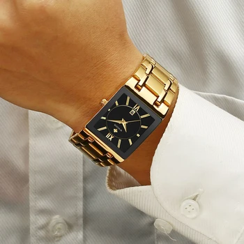 Japonijos Kvarco Judėjimas, Laikrodžiai Mens 2021 WWOOR Top Brand Luxury Gold Black Laikrodis Vyrų Mados Aikštė Vandeniui Relogio Masculino