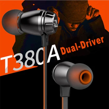 JBL T380A Stereo Muzikos Ausines In-ear 3.5 mm Laidinio HIFI Sporto laisvų Rankų įranga, Dual Dinamiškos Linijos Kontrolės Rankas-nemokamai Skambinti su Mikrofonu