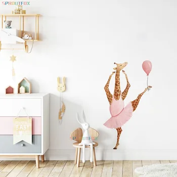 Juokingas animacinių filmų Gyvūnų Žirafos Serijos Siena Lipdukas, skirtas gyvenamojo Kambario, Miegamojo, vaikų Darželio Dailės Lipdukai Darželio Nuimamas Tapetai