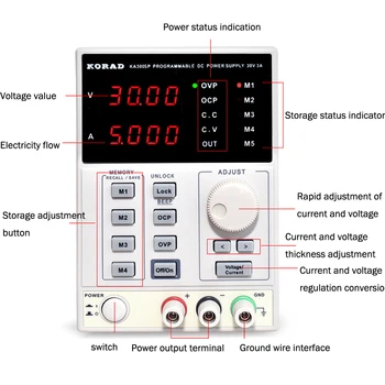 KA3005D Didelio Tikslumo Reguliuojamas Skaitmeniniu DC Maitinimo 4Ps mA 30 V/5A Įtampos Reguliatorius, elektros Energijos Tiekimas Reguliuojamas Maitinimo šaltinis