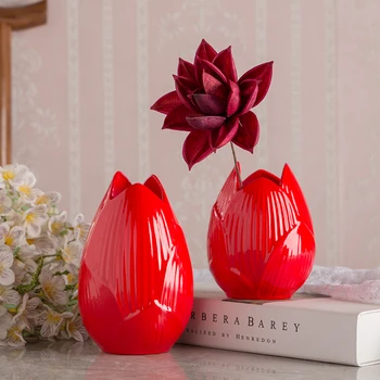 Keramikos Lotus vaza raudonos, baltos Keramikos vazos Stalo porceliano gėlių vaza vestuvių namų dekoro priedai šiuolaikinės
