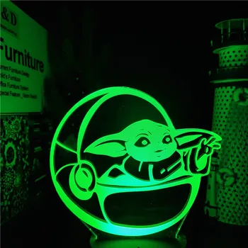 Kietas Erdvėlaivis Master Yoda LED 3D Šviesos Žaislai Figūrėlės Filmo 