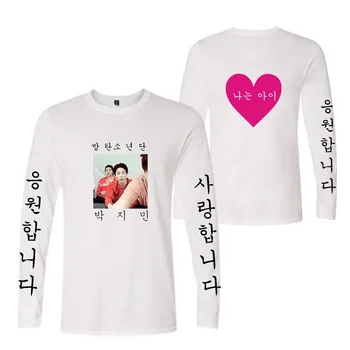 Kpop Bangtan Berniukų marškinėliai korėjos abėcėlės spausdinti aplink atsitiktinis vyrų ir moterų ilgas rankovėmis marškinėliai