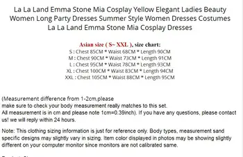 La La Land Emma Stone Mia Cosplay Geltonos Spalvos Elegantiškas Ponios Grožio Moterys Seniai Šalis Suknelės Vasaros Stiliaus Moterų Suknelės, Kostiumai
