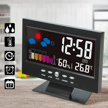 LCD Patalpų Skaitmeninis Termometras su Drėgmėmačiu Žadintuvas Kalendorius Oras Stotis Stalo Laikrodis, Temperatūra, Drėgmės Matuoklis Barometras