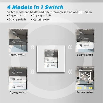 LCD Wifi Smart Wall Šviesos Jungiklis Dirbti su 