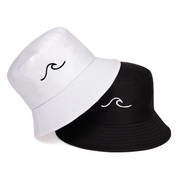 Mados medvilnės kibiro kepurę Banga siuvinėjimo žvejys skrybėlės vyrų ir moterų medvilnės vasaros lauko saulės, skrybėlę, hip-hop bžūp panamos skrybėlės