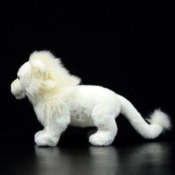 Modeliavimo Nuolatinis White Lion Įdaryti Pliušinis Žaislas, Minkšti Realiame Gyvenime Afrikos Liūtas Lėlės Mielas Realus Gyvūnų Modelio Vaikų Dovanų