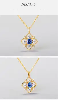 Mėlyna kristalų Safyras brangakmenių mažas pakabukas karoliai moterų 14k aukso spalvos choker grandinės juvelyrikos bijoux derliaus drožyba dovana