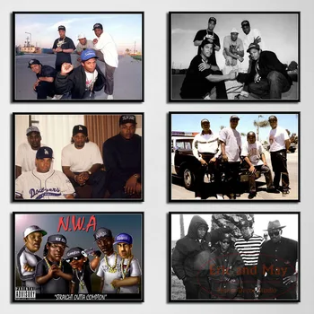 N. W. Hip-Hop ' O Muzika, Repo Žvaigždė Ice Cube Dr. Dre Eazy-E Senosios Mokyklos Meno Tapybos Derliaus Drobės Plakatas Sienos, Namų Dekoro