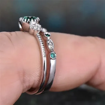 Natūralus Smaragdas Žiedas 925 Sterlingas Sidabro Spalvos Cirkonis Deimantiniai Žiedai Moterims Vestuvinis Žiedas S925 Brangakmenių Fine Jewelry