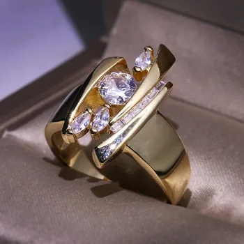 Nauja siunta 18KRGP aukso užpildytas Balta Natūralių aaa Cirkonis Vestuvių Pažadas Meilės Žiedai Moterims Vestuvinis Žiedas Bauda, Šaliai, Papuošalai