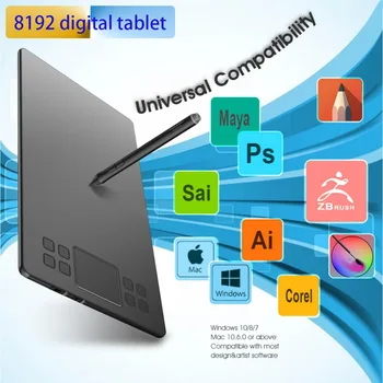 Naujas 1060 Grafinis Planšetinis Paramos skaitmeninio piešimo planšetinį kompiuterį su Baterija-nemokamai stylus 8 Sparčiuosius Klavišus & 8192 lygiai Windows macOS