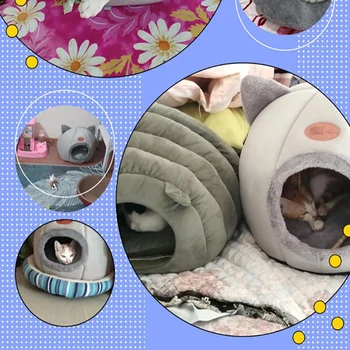 Naujas Gilaus miego komforto žiemą, kačių lovoje, mažai kilimėlis krepšelį katės namai produktų augintiniai palapinė jaukus urvas lovos Patalpų cama gato