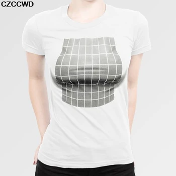 Nauji Marškinėliai Moterims Mados 3D Klaidingą Didelis Krūtinės Spausdinti Atsitiktinis Vasaros trumparankoviai marškinėliai Harajuku Asmenybės Streetwear Viršūnes Tees